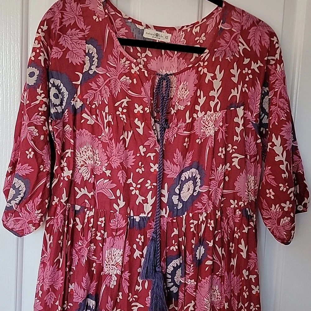 NATURAL LIFE Auguste Floral Dress XS X Small Pink Bohemian Hippie - Picture 3 of 9
